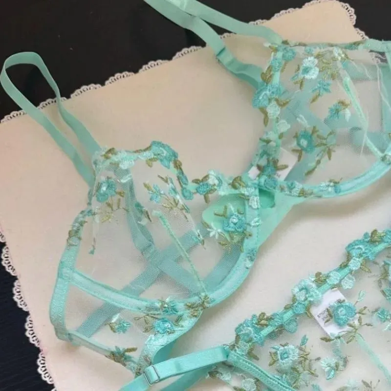 Sexy French Lingerie Set Floral Embroidery Sheer Mesh Bra with Soft Underwire Comfort Support for Large Bust CA S-XL MOYISU Bras — image 6