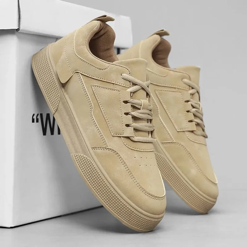 Men's Suede Casual Sneakers Low Top Lace-up Skateboard Shoes Fashion Breathable Streetwear Men's Flat Shoes — image 4
