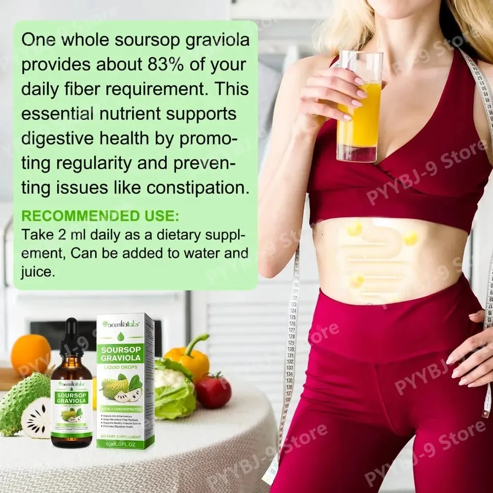 Acentiallabs venda quente 60ml graviola líquido amargo gotas suplementos dietéticos 100% puro orgânico graviola extrato para adlut — image 6