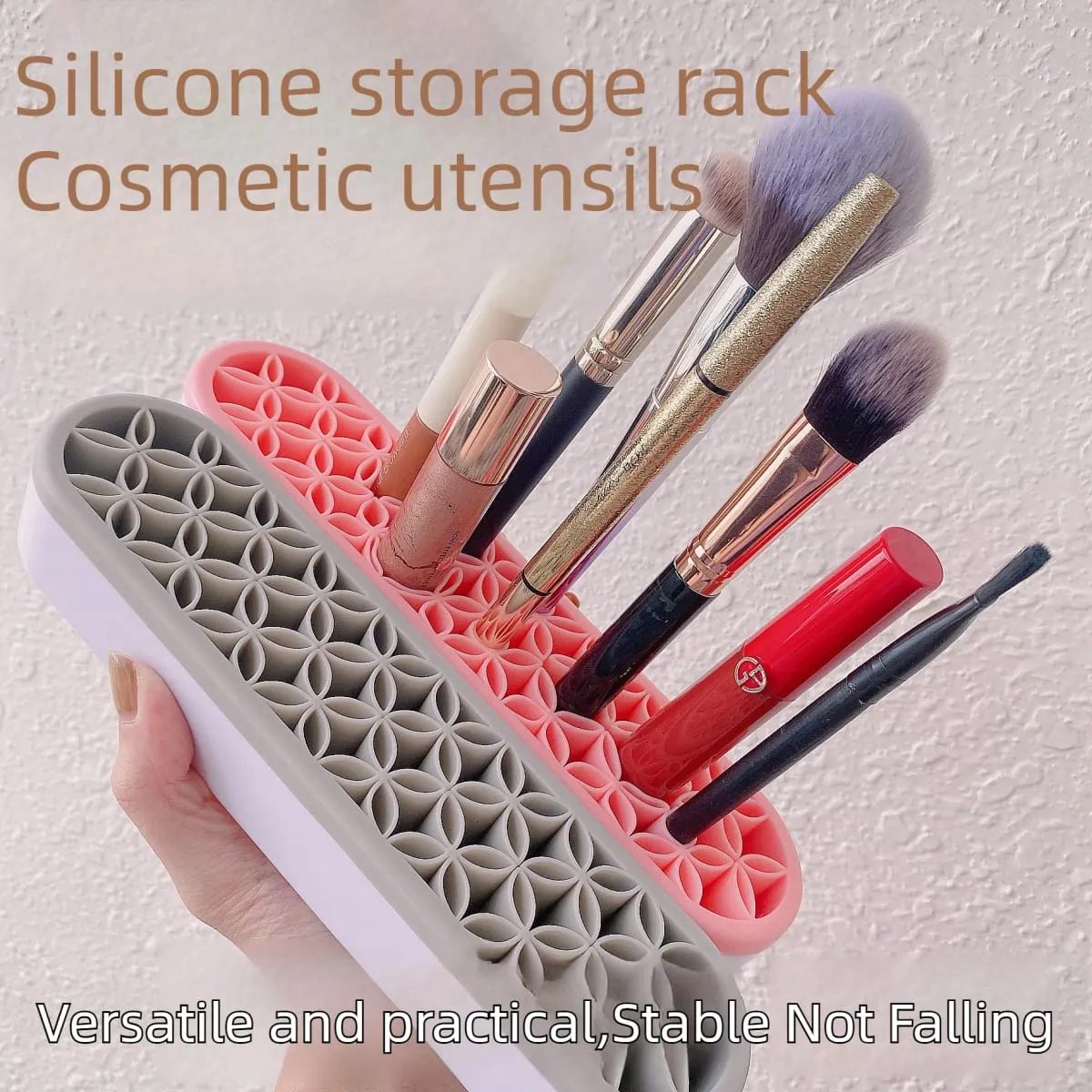 Silicone Makeup Brush Holder Stand Organizer Multifunctional Desktop Storage Rack Hole Design for Brushes Pens Pencils — image 6