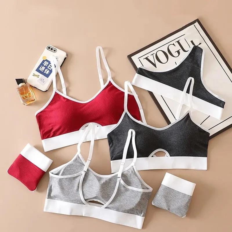 Women's Push-Up Sports Seamless Bra And Panties Set Cotton Hollow out U-Back Lingerie Set Comfort Sexy Underwear Solid Intimates — image 4