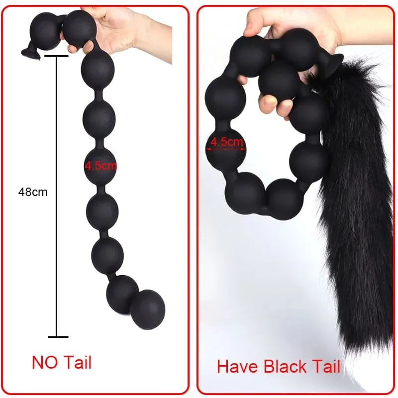 Plugue anal com cauda bdsm, jogos sexuais adultos para casal, contas anais enormes, silicone líquido, plugue anal macio, massagem de próstata, vibradores anais — image 10
