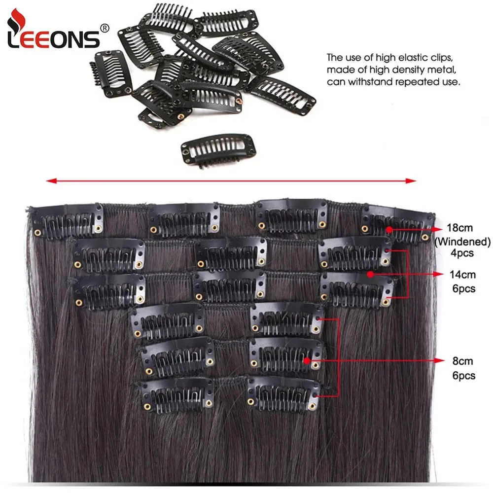 6Pcs/Set 16 Clips In Hair Extensions Black Brown Straight Synthetic Hairpieces 30Inch Thick Hair Extension For Girls Daily Use — image 6