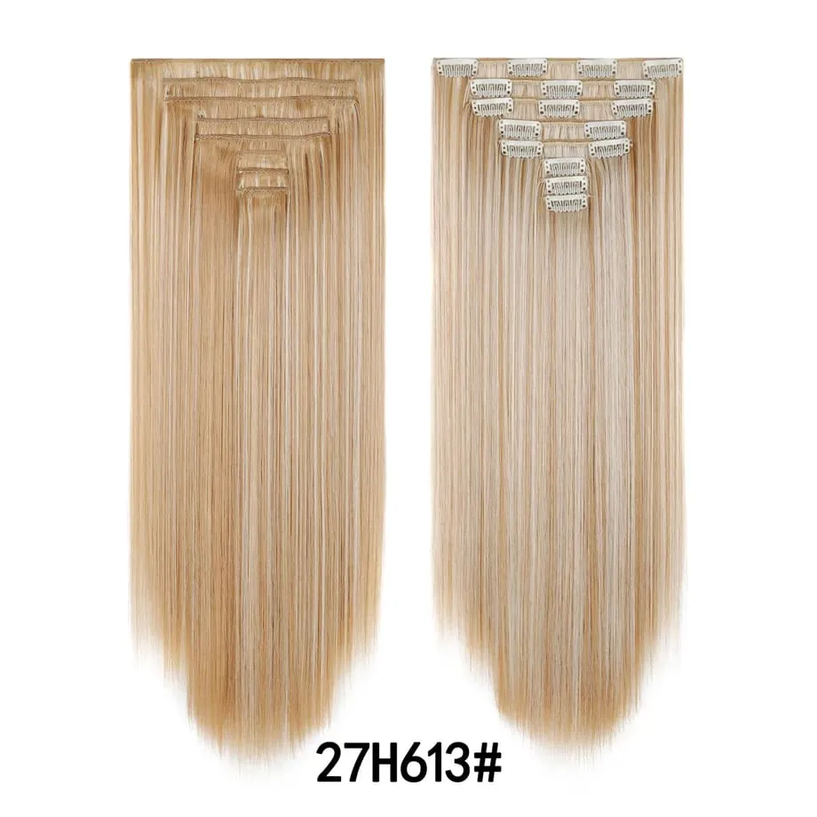 24 Inch 8Pcs Clip in Hair Extensions Long Straight Hair Extensions Soft Synthetic Hairpieces for Women Daily Fashion Hairstyle — image 15
