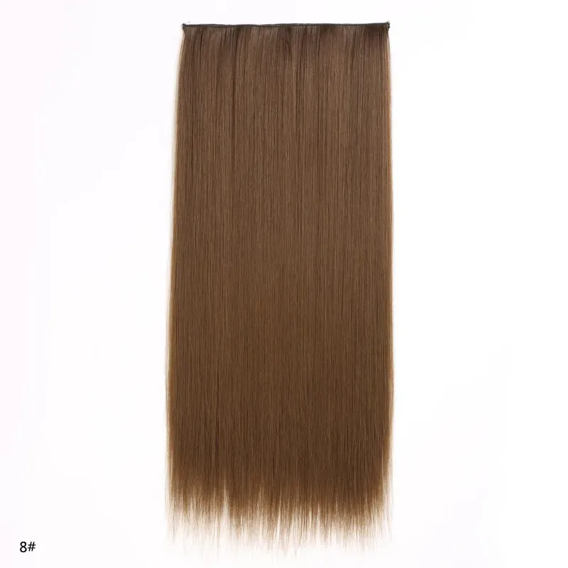 Hairpiece 5-Clips One Piece Clip-In Hair Extension Long Straight Hair Voluminous Natural Soft Synthetic Hair for Women Daily Use