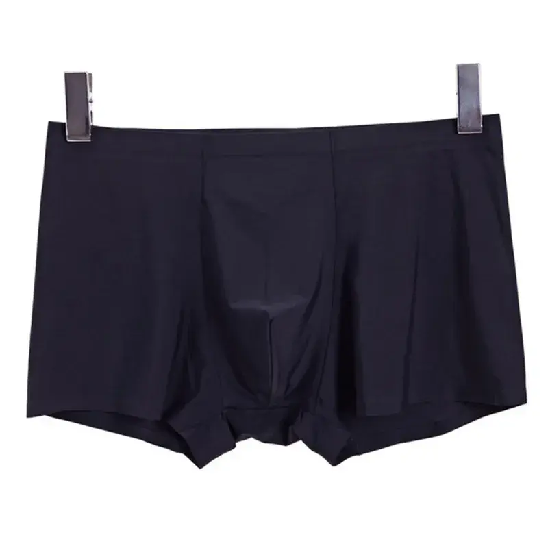Celana Dalam Pria Warna Solid Pria Boxer Sutra Es Mulus Pakaian Dalam Seksi Ultratipis Celana Pendek Bagasi Keren Musim Panas — image 11
