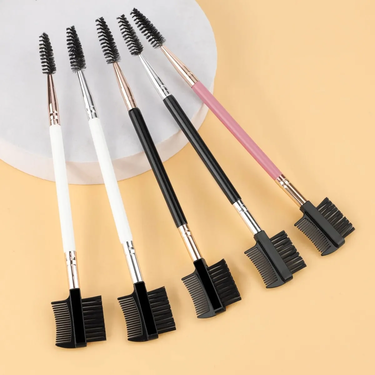 1/2/5PCS 3 Head Eyebrow Eyelash Shaper Double Head Brush Makeup Grooming Tool Cosmetic With 3 Different Spoolie Brushes — image 1