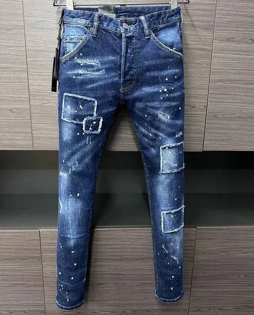 D2 Heren Jeans Denim Broek Gat Slanke Kokerbroek Metalen Knopen Feest Klassiekers Modieus Zwart DSQ2 JENAS — image 20