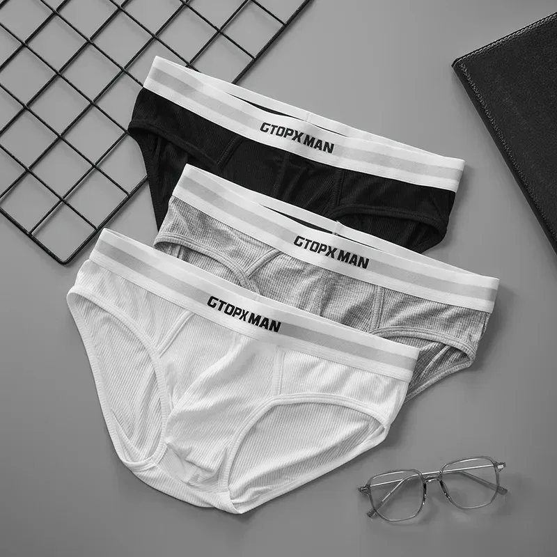 3Pack Summer Single Layer Herr Underkläder Lågfärgade Trosor för Herr Elastisk Comfort Fit Kalsonger Ropa Interiör Hombre — image 1