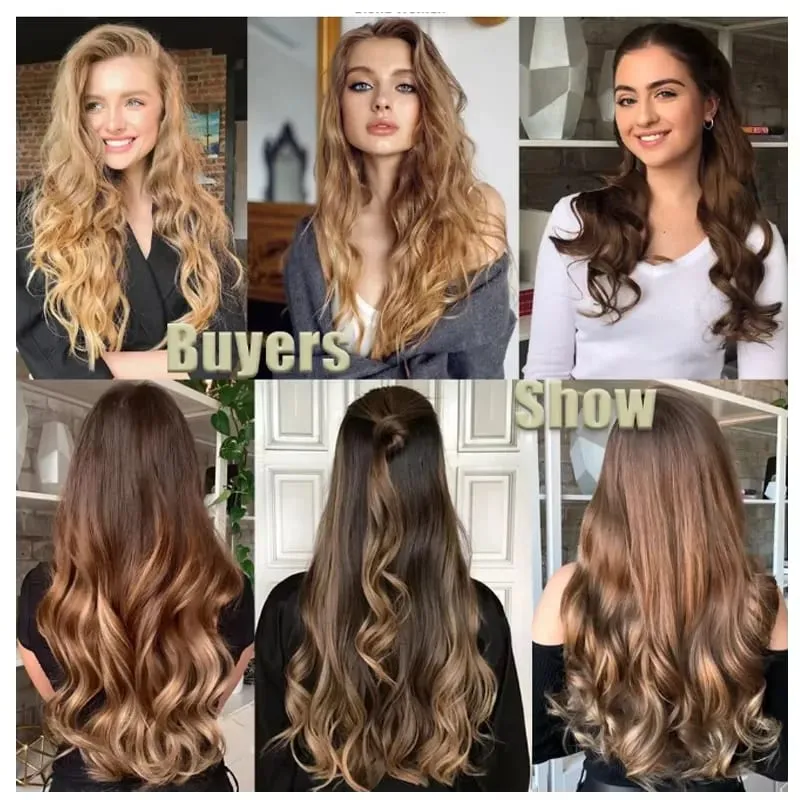 Synthetic 18Inch Long Curly Hair Hairpiece Heat Resistant Hair Extension Clips In Black Brown Blonde for Women — image 4