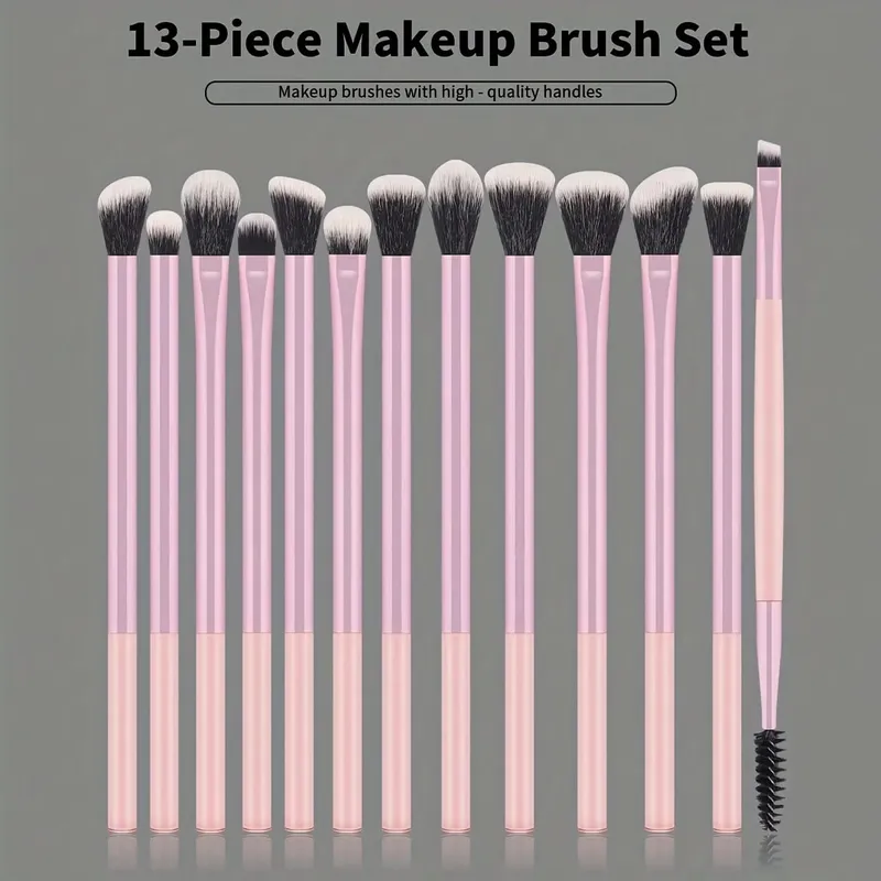 A Set of 13 Professional Makeup Brushes - Foundation Brush Eyeshadow Brush Eyebrow Brush Blending Brush Highlighter Brush C