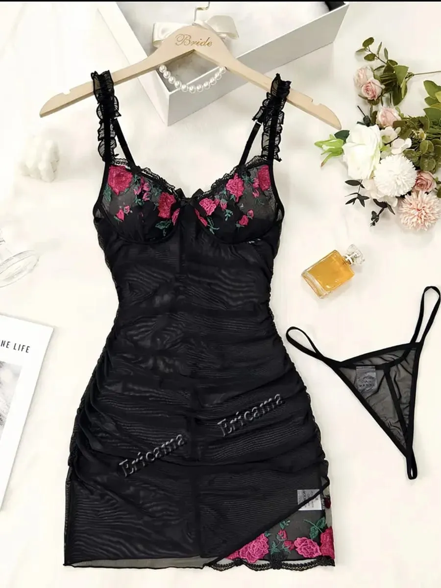 Sexy Bra Set Transparent Lace Erotic Underwire Bra Lace Sexy Lingerie Fancy Outfit Romantic Hot Underwear Set Mga Set ng Bra at Panty — image 3
