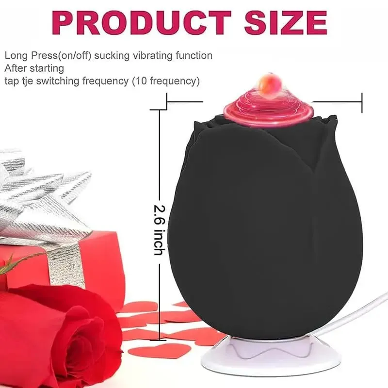 Rose Shaped Vibrator Body-Safe Silicone Sex Toy para sa Babae Waterproof Rechargeable Multi-Speed Vibrations Maingat na Regalo ng Pang-adulto — image 9