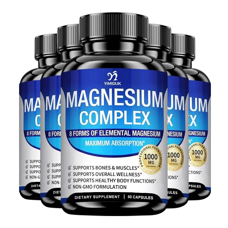 Suplemen Magnesium Kompleks 1000mg -Magnesium Glisinat Sitrat Malat Taurat Chelated untuk Energi Pemulihan Otot Tulang — image 12