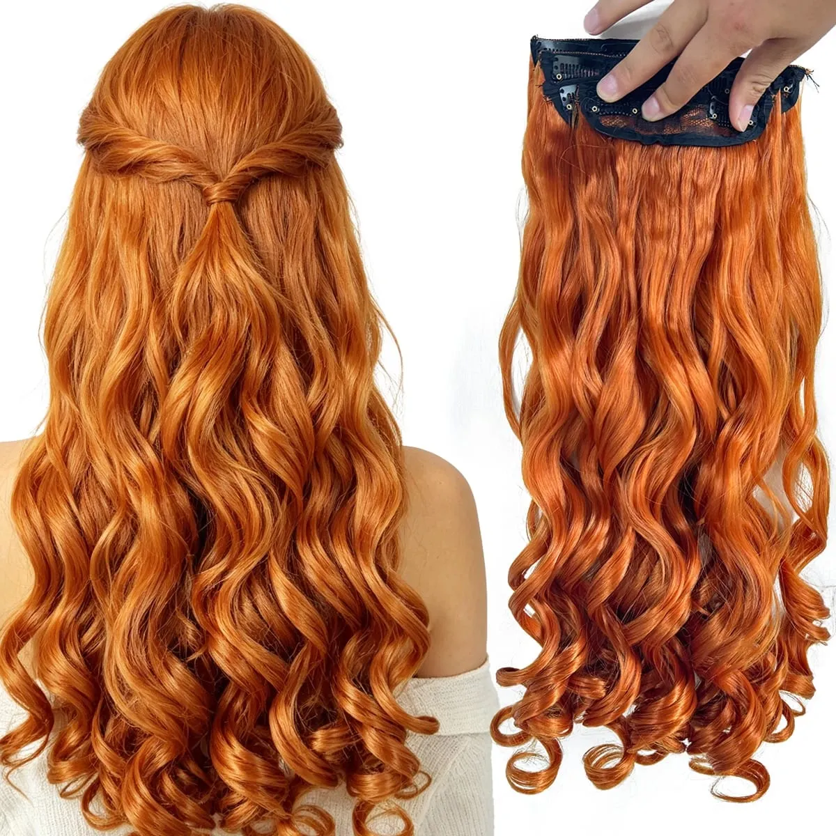 Synthetic Roman curls sandwiched in hair extension long curly wig women's hair extension hair piece daily party