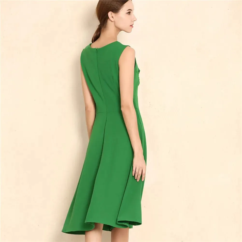 Hepburn Style Vintage Dress New Women Sleeveless Large Swing Sexy Party Dress — image 4