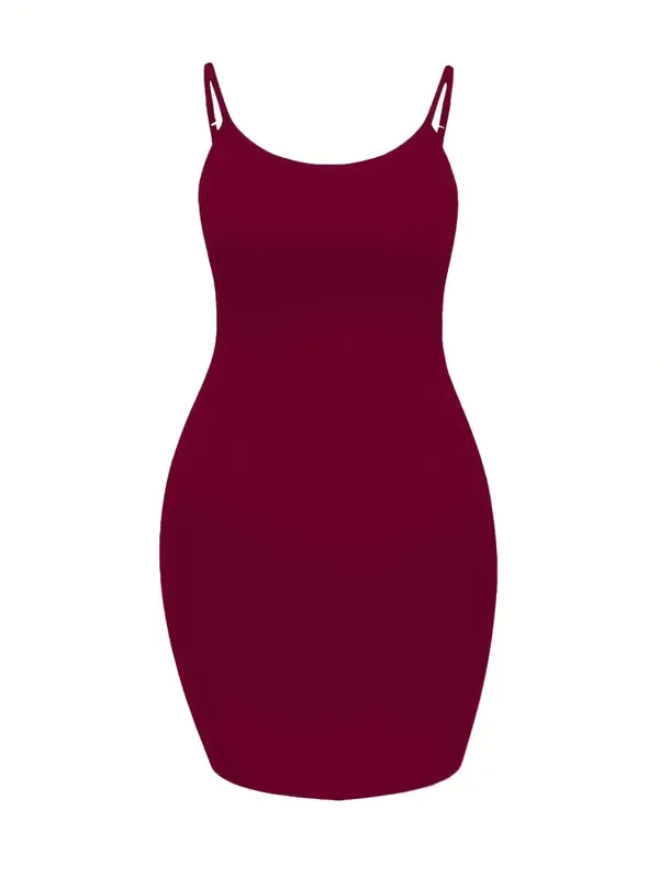 Plus Size Royal Blue Adjustable Spaghetti Strap Bodycon Mini Cami Dress — image 11