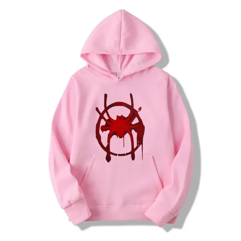 Roupas esportivas casuais masculinas e femininas. Novo moletom preto com capuz. Moletom masculino com estampa de símbolo de aranha Miles Morales. — image 6
