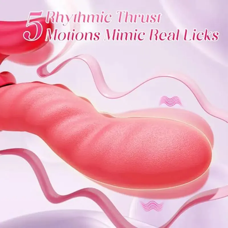 2 IN 1 Wave Thrusting Dildo Vibrator for Women Tongue Finger Pressing Stimulation Sex Toys Female Masturbator with LED Display