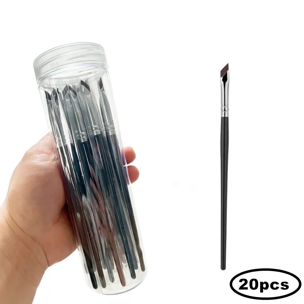 20pcs Ultra Thin Fine Angle Flat Eyeliner Brush Upgrade Blade Precision Eyebrow Liner Makeup Tool for Detailed Eyeliner with Box — image 3