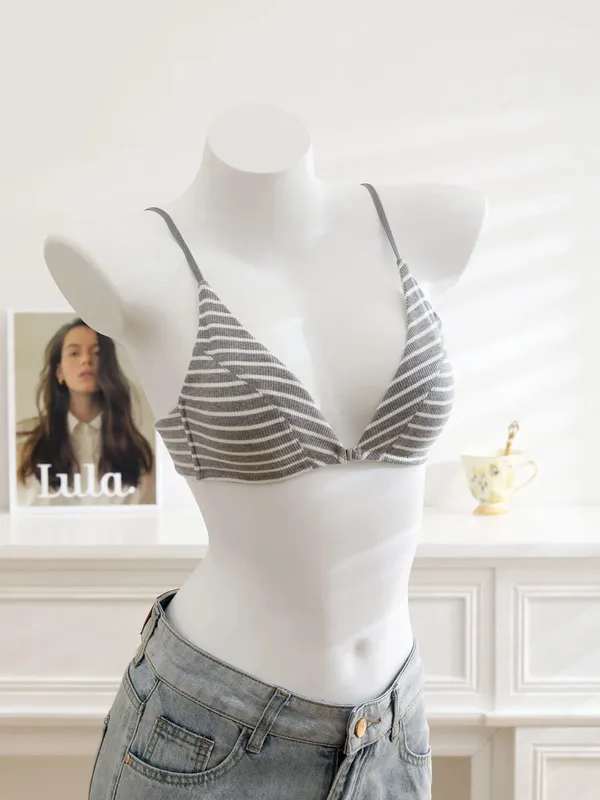 Women Front Closure Bra Set Summer Thin Light Cotton French Triangle Cup Backless Beauty Back Lingerie Suit For Small Chest S-XL — image 11