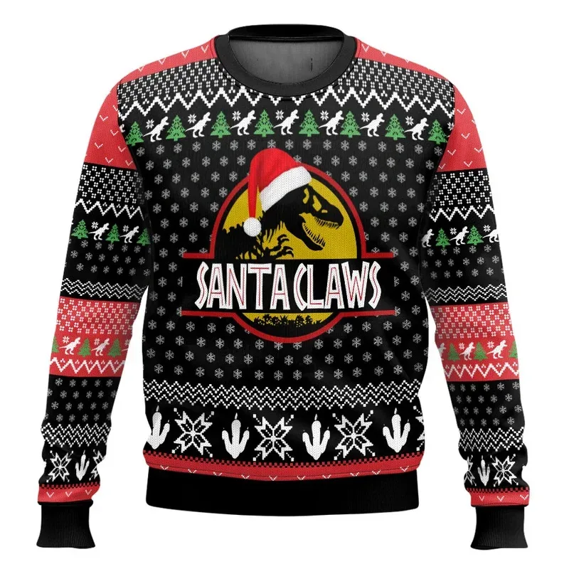 Jurassic Park Dinossauros Feliz Natal Roupas Presentes Suéteres de Papai Noel Moletons masculinos e femininos 3D Festa de outono e inverno — image 5