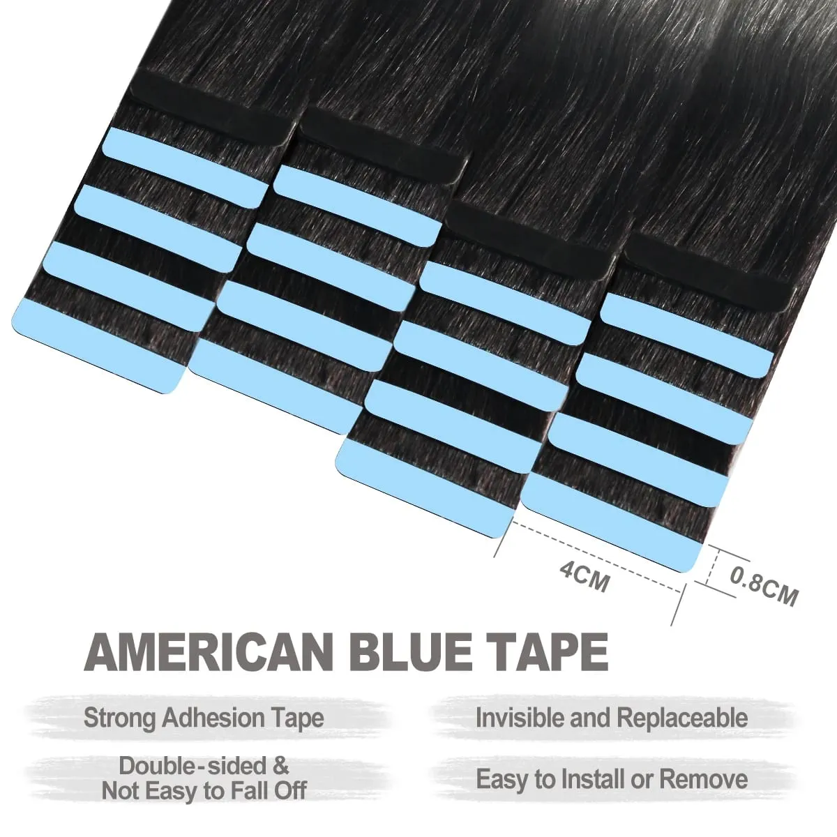 MRS HAIR Tape-In Hair Extensions 12-24 Inch 20pcs Natural Human Hair Real Extension T1B Gray Skin Weft Adhesive Tape Ins