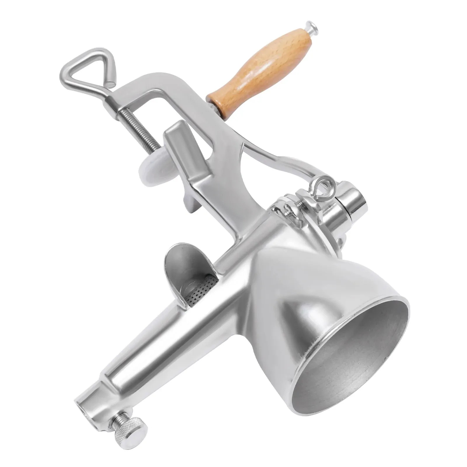 Manual Juice Squeezer – 304 Stainless Steel – C-Clamp Base – 3.54" Inlet – for Wheatgrass Vegetable Fruit – Easy Clean – Home & Commercial – Silver