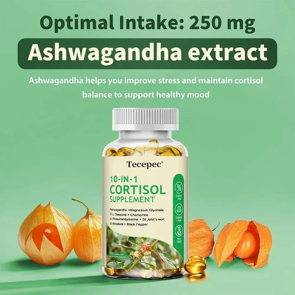 Cortisol Health – Stress Relief Balanced Cortisol Response Relaxation & Deep Sleep – Ashwagandha,L-Theanine – Non-GMO — image 2