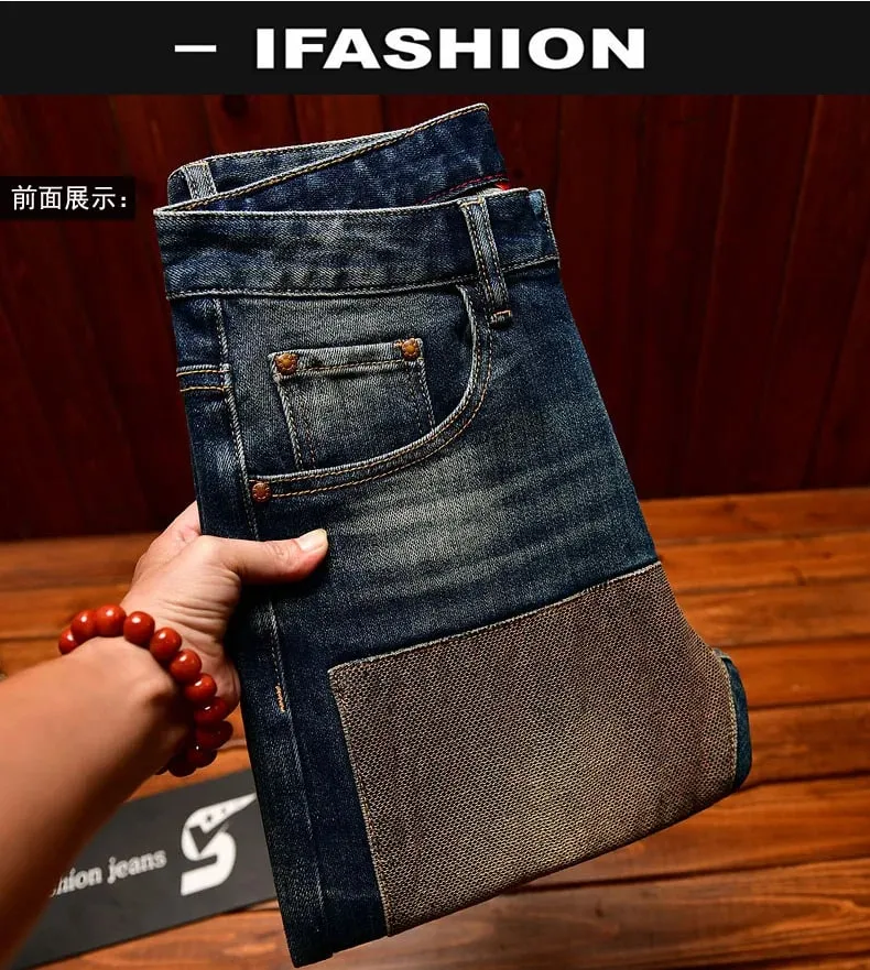 Y2K Street Fashion Designer Men Jeans High Quality Retro Blue Stretch Slim Fit Ripped Jeans Men Brand Vintage Denim Pants — image 9