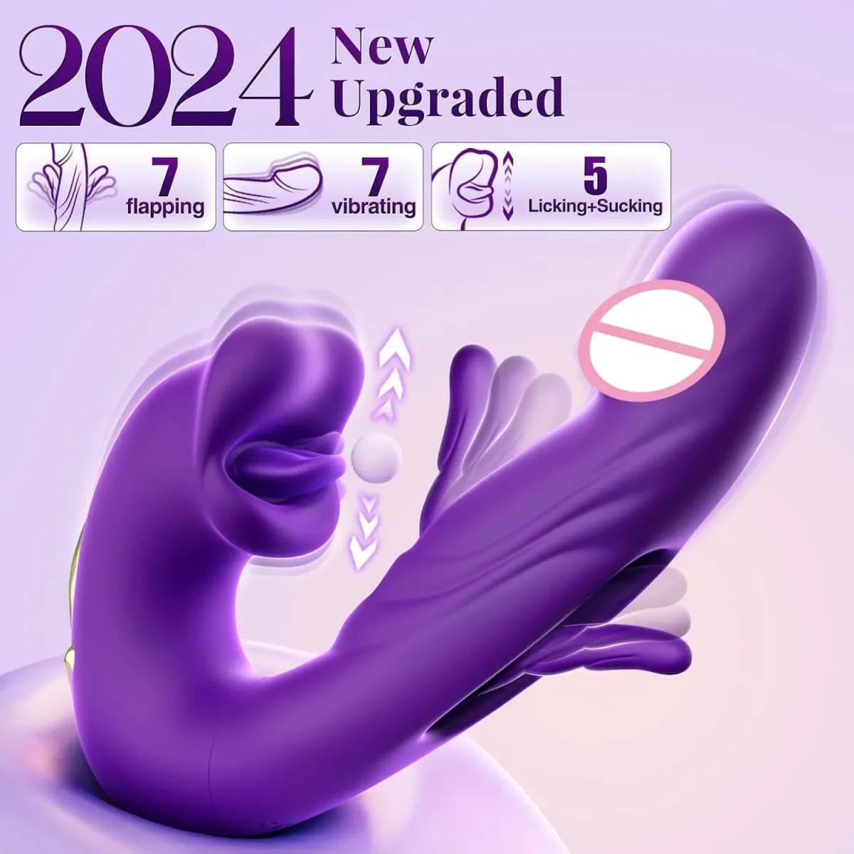 3 i 1 Dildo Vibrator för kvinnor Tungan slickar Knacka Klaffa G-punktsstimulering Sexleksaker för kvinnor Kvinnlig onanist Vuxen — image 2