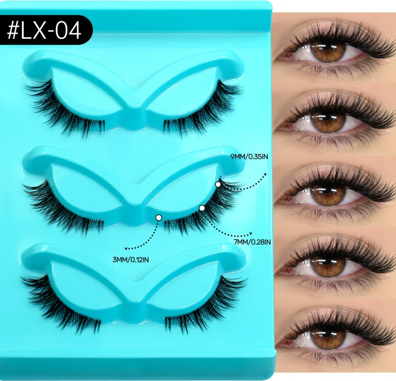 3pairs Manga Lashes Natural Cat Eye Eyelashes Clear Band False Eyelashes Natural Look Fake Lashes Strips Makeup — image 10