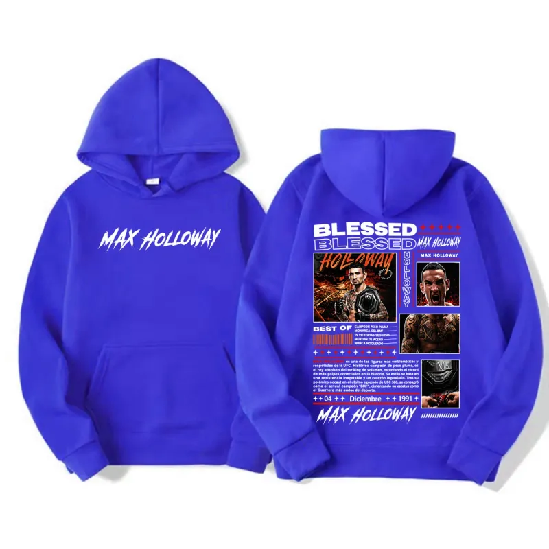 Max Holloway Blessed Vintage Graphic Hoodies Men Women Fashion Violence Aesthetic Sweatshirt Casual High Quality Pullovers Hoody — image 10