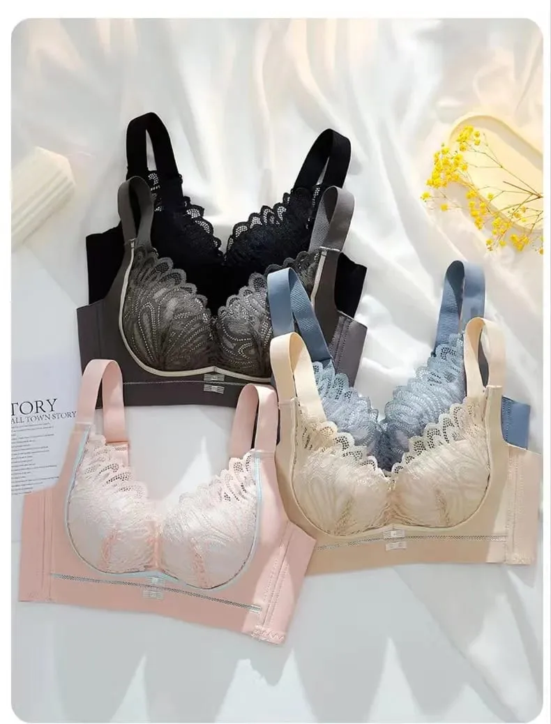Sexy Lace Push-Up Lingerie Bra for Small Breasts Anti-Sagging Adjustable Beauty Back Non-Underwire Gathering Bra — image 2