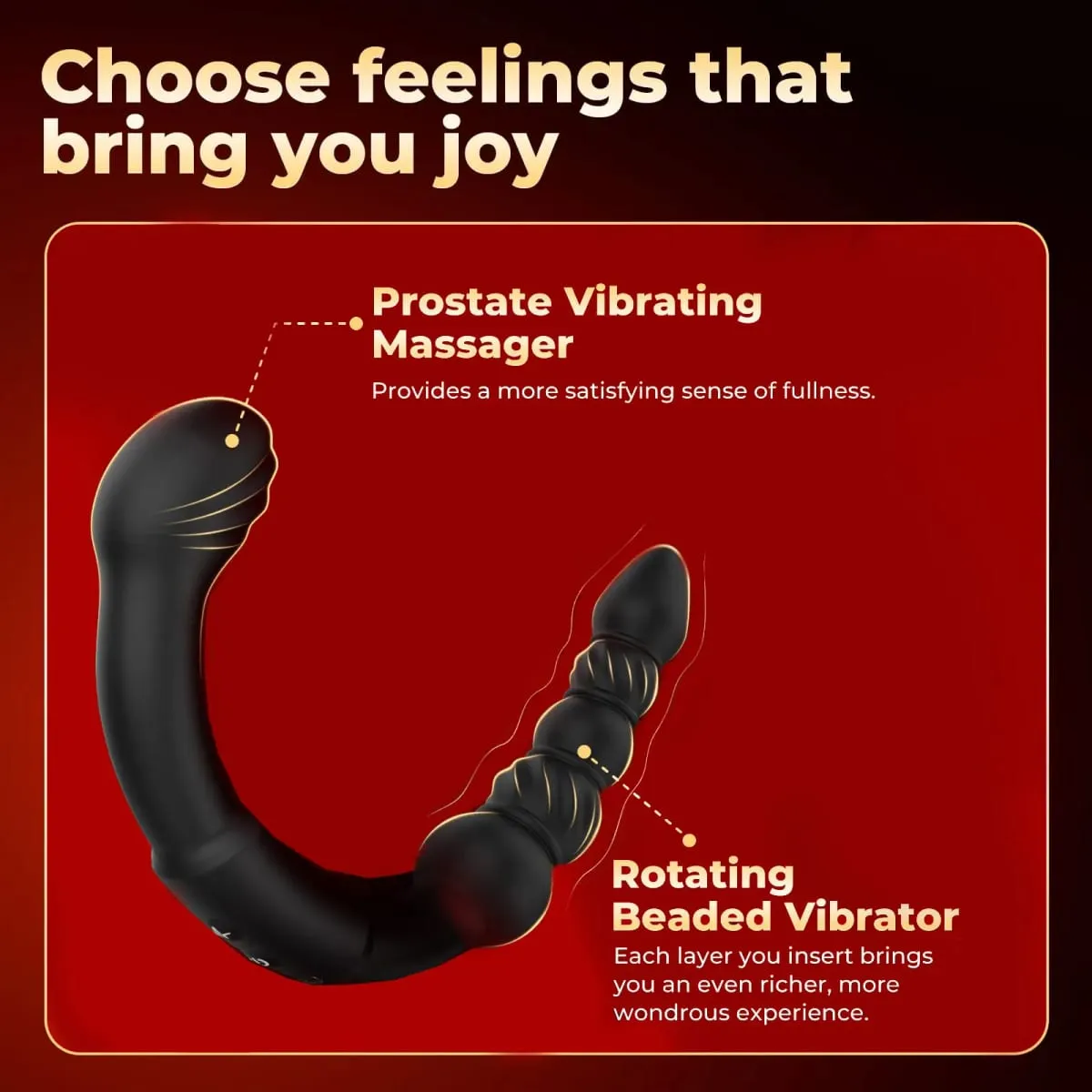 Dual-Ended Vibrating Prostate Massager Curved Anal Dildo Butt Plug Vibrator Rotation Anal Beads Adult Sex Toys for men