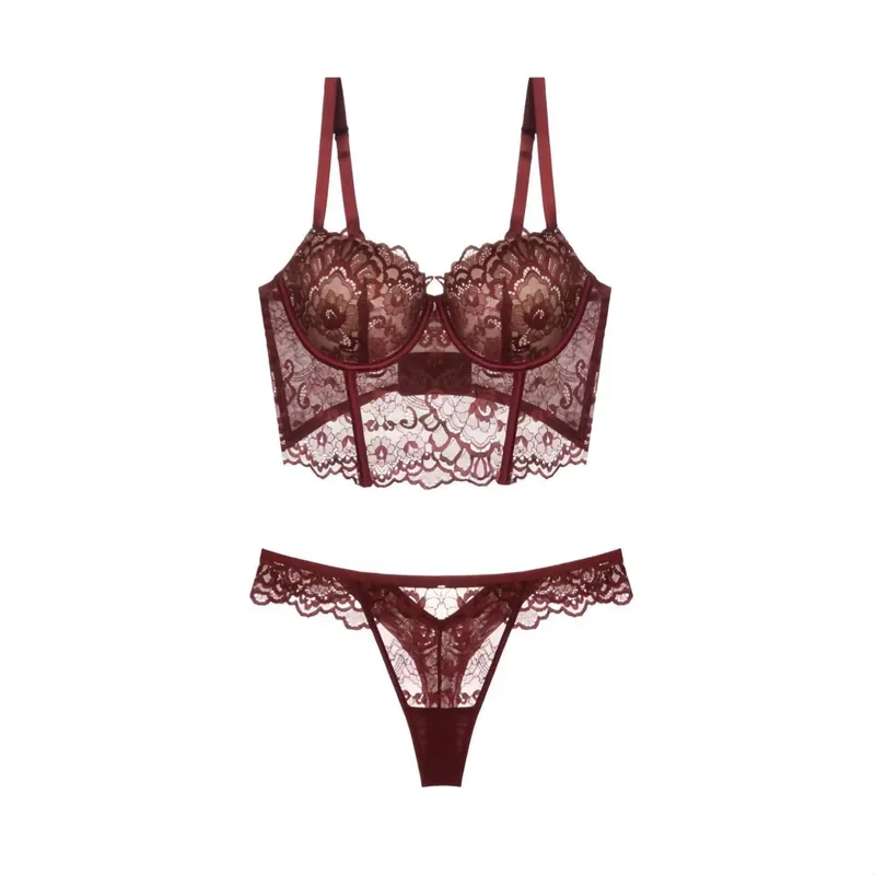 Sexiga kvinnor Fransk spets Fishbone BH Mjuk bygel 3/4 kopp Push Up Anti Sag Side Breast Shaper Comfort Daily Underkläder — image 10