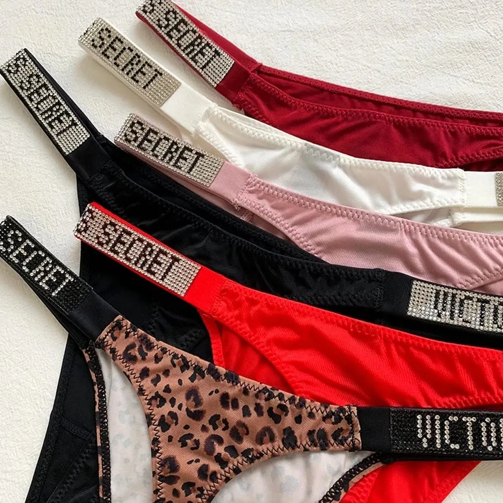2025 New Sexy Pink Brand Lingerie Female Intimate Underwear Rise Women Panties Bra Rhinestone Letter Comfort Brief — image 3