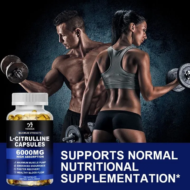 High Strength L-Citrulline Capsules with Gelatin Vitamin E Aid Vasodilation Build Muscle Fullness Quicken Recovery