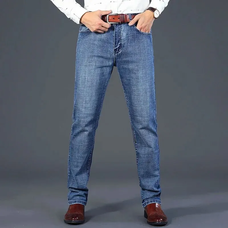 2026 Top Brand Washed Jeans Trousers Four Season Men's High Quality Jeans Business Casual High Waist Denim Pants — image 4
