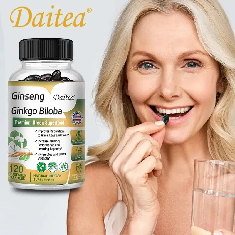 Premium Ginseng + Ginkgo - Nootropic Brain Supplement Memory & Concentration Circulation & Energy Boost 120 Capsules — image 6