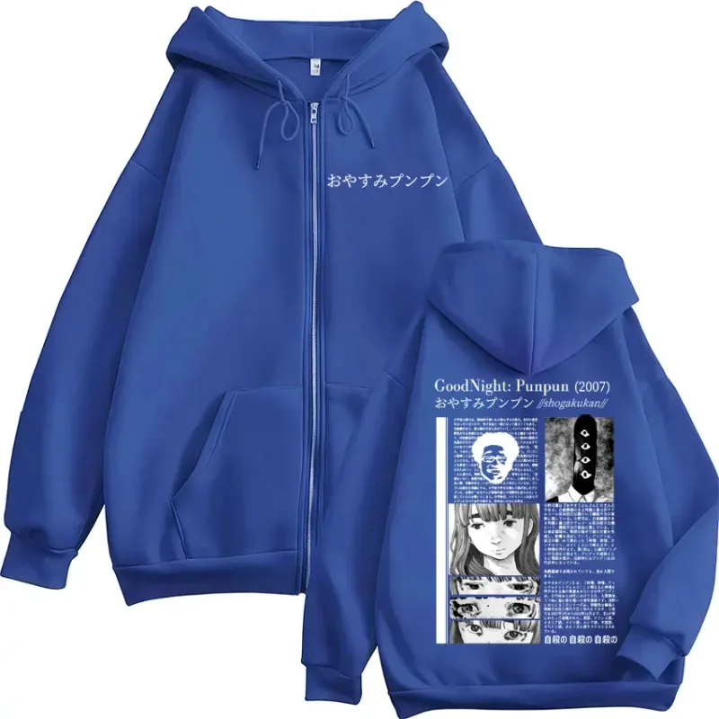 Oyasumi Goodnight Punpun Aiko Tanaka Manga Zipper Hoodies Men Women Clothing Fashion Oversized Zip Up Hooded Sweatshirts Jackets — image 6