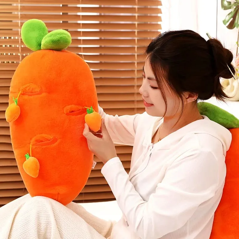 60cm Rabbit Fur Realistic Plant Carrot Pillow Interactive Pull Carrot Game Plush Waist Cushion Sofa Pillow Easter Day Decoration — image 3