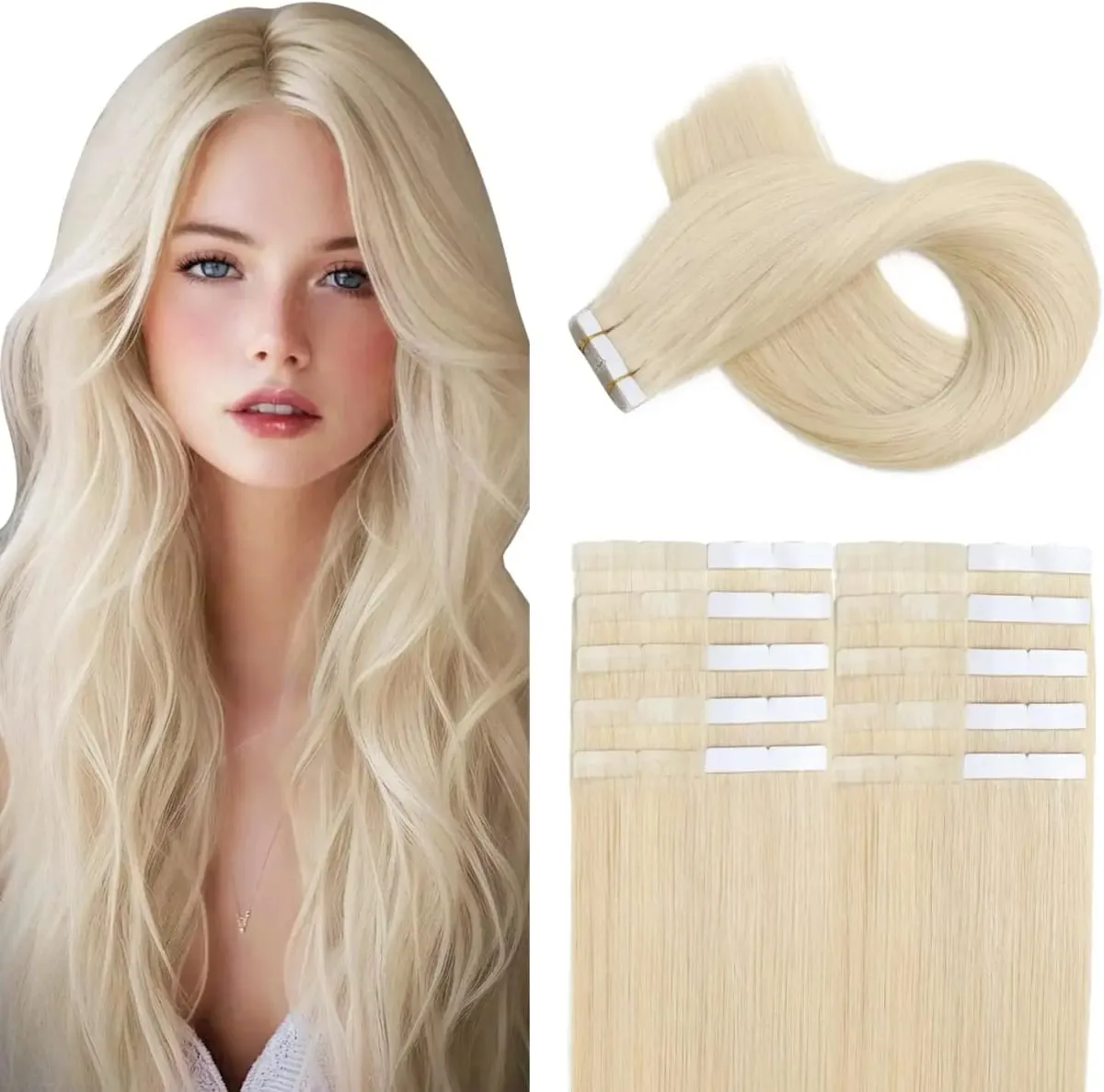Dark Brown #2 Tape in Hair Extensions Human Hair 14-22inch Skin Weft Silky Straight
