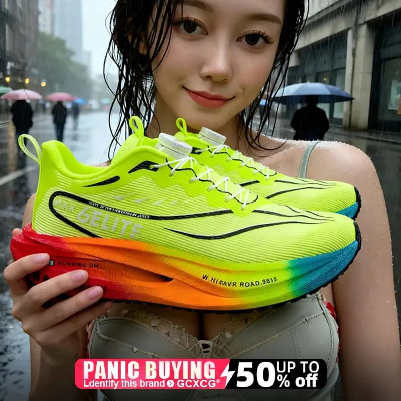 Men Running Shoes Carbon Board Speciality Marathon Sports Breathable Lightweight Women's Comfortable Athletic Nonskid Sneakers — image 2