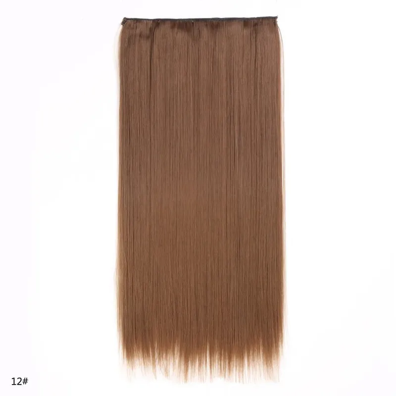 Hairpiece 5-Clips One Piece Clip-In Hair Extension Long Straight Hair Voluminous Natural Soft Synthetic Hair for Women Daily Use