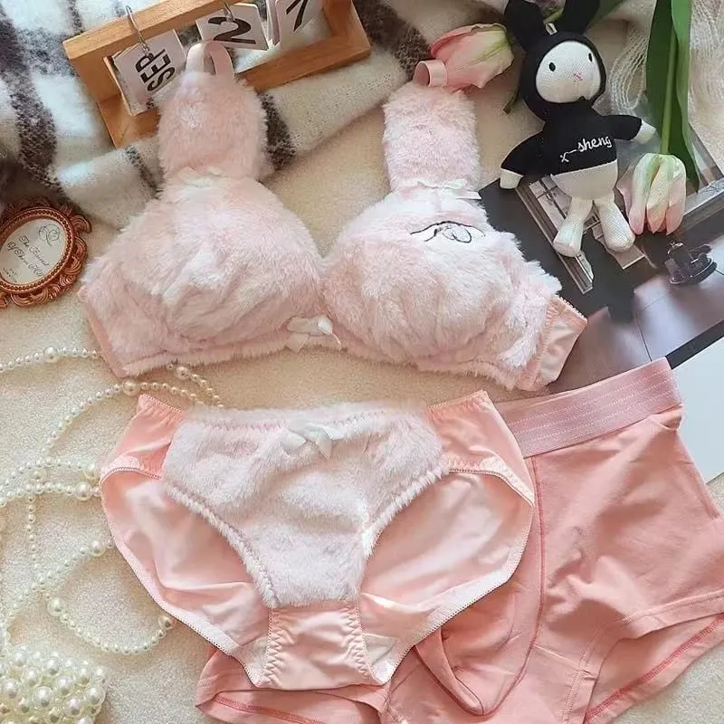Women Winter Cartoon Plush Comfortable And Adorable Girl Bra Sexy Hot Lingerie Sexy Bras Soft Cute Bear Japanese-style Lingerie — image 9