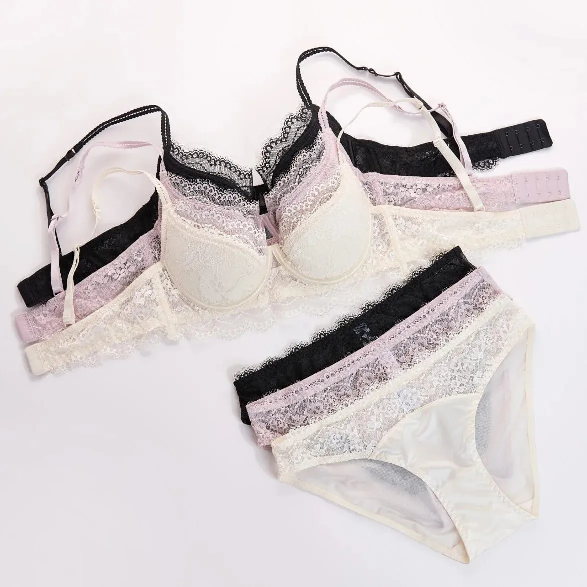 French Style Women Sexy Lingerie Thin Pure Erotic Lace Girls Bra Panties Push Up Comfortable Gather Ladies Cotton Underwear Sets — image 2