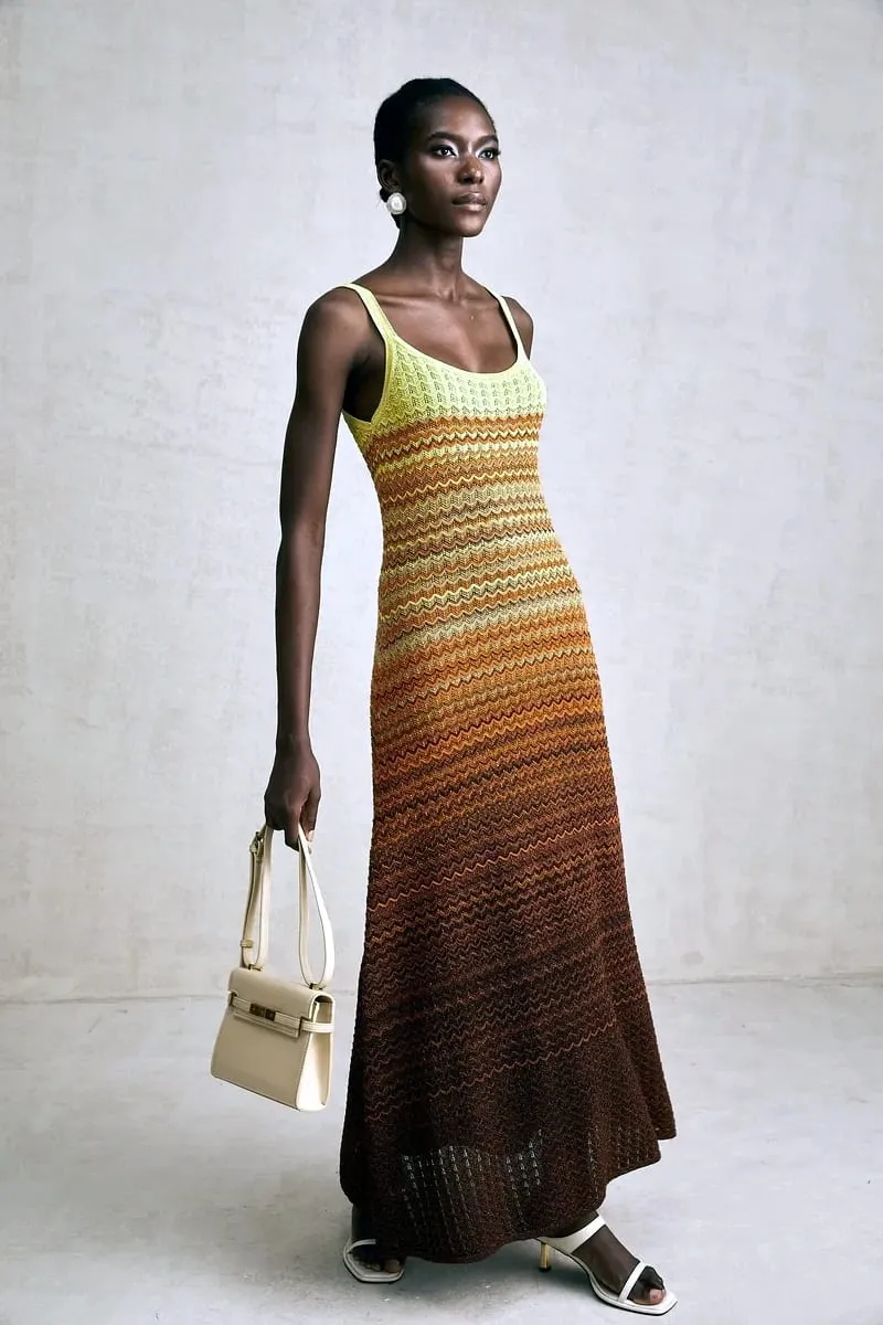 Marca de luxo design feminino elegante boho africano lantejoulas douradas maxi sem mangas festa à noite vestido férias malha senhora roupas — image 7