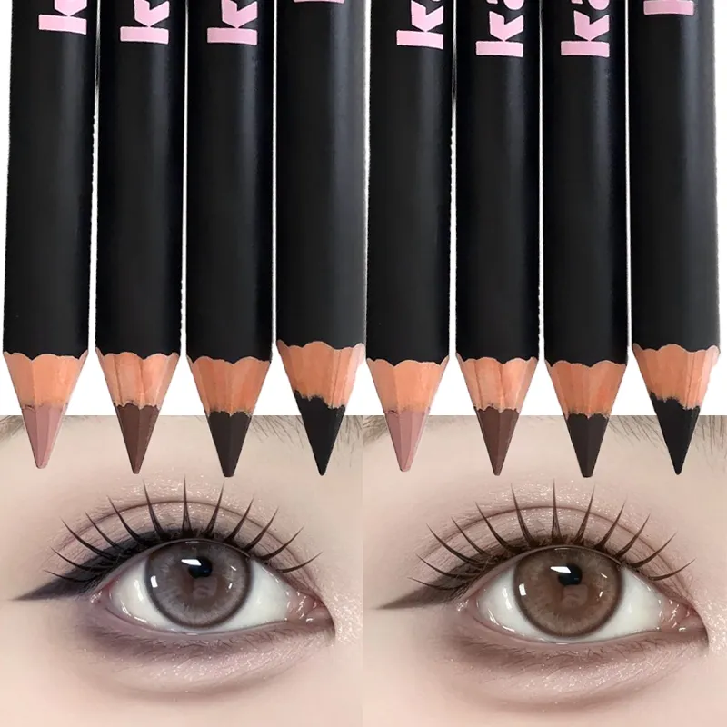 Wooden Matte Eyeliner Pencil Black Pink Brown Eye Liner Pen Long-lasting Waterproof Smudge-Proof Smooth Matte Eye Liner Makeup — image 2