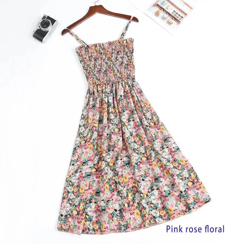 Mga Mini na Dress sa Tag-init Fashion Pambabae Elastic High Waist Casual Spaghetti Strap Sleeveless Dress Women Chiffon Dresses Vestidos — image 6